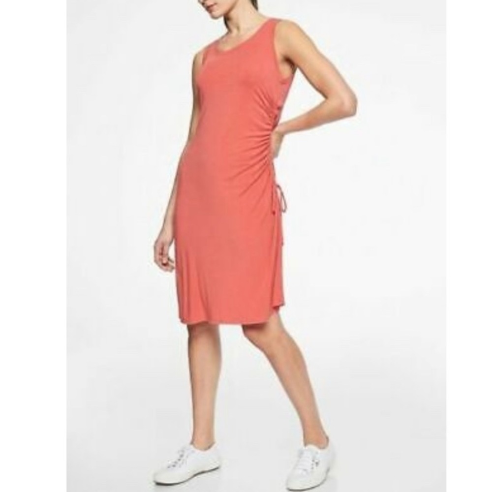 Athleta Modal Side Gather Ruching Silky Orange T-Shirt Dress Size XL